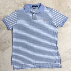 Polo Ralph Lauren Custom Fit Striped Polo Shirt Large Blue White